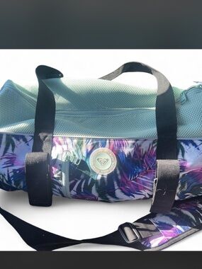 Roxy Mint Gym Duffel with Purple Tropical Print
